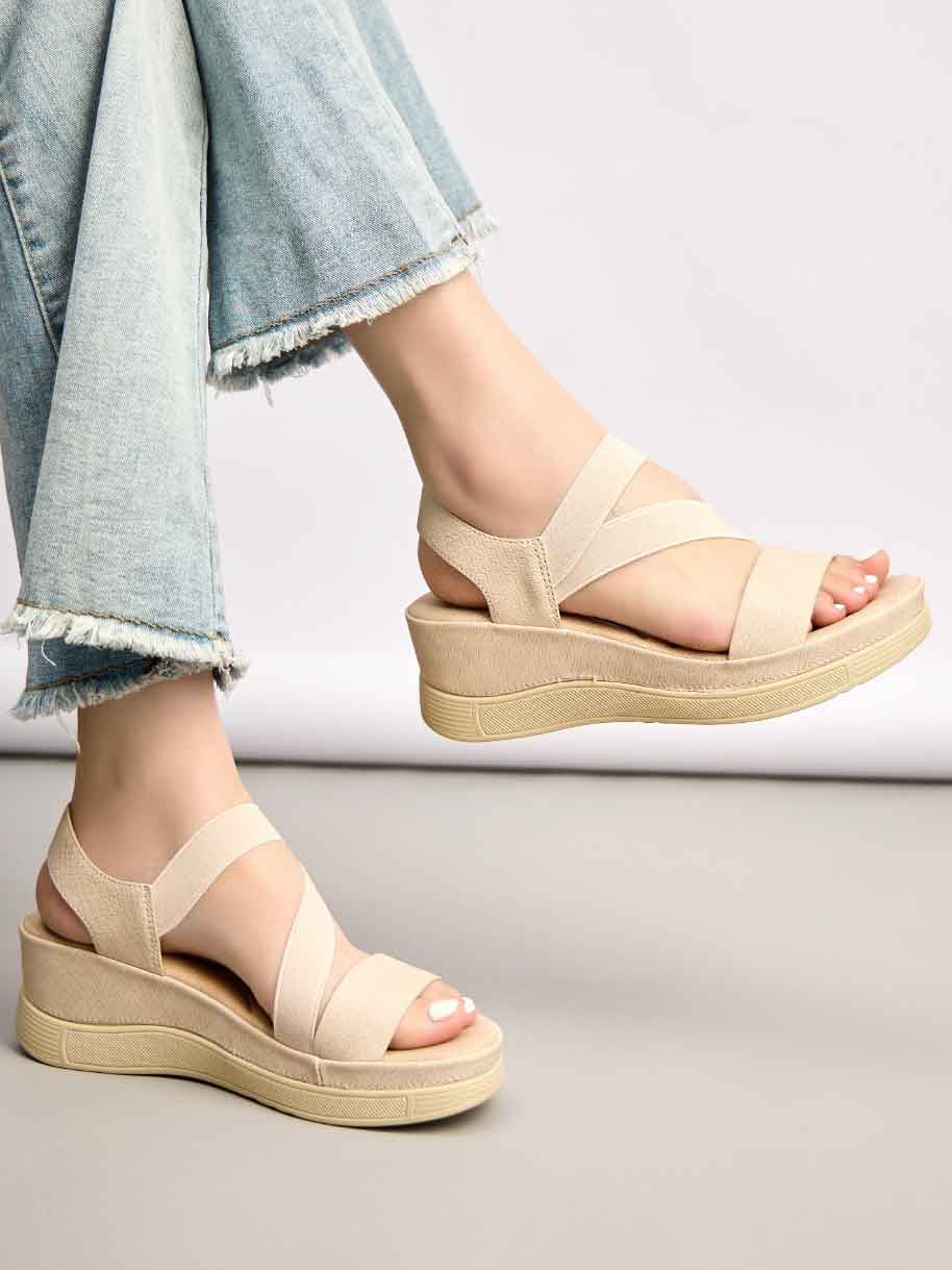 Arsinoe - Sandaler med elastikremme over vristen og høj sål